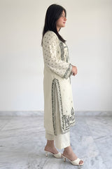 Umzy Lawn 2PC Suit White – Stylish Embroidered Shirt & Trouser (Unstitched)