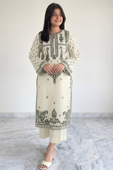 Umzy Lawn 2PC Suit White – Stylish Embroidered Shirt & Trouser (Unstitched)