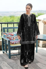 Umzy Premium Black Lawn 2PC Unstitched Embroidered Suit Set