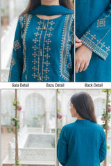 Umzy Unstitched Lawn 2PC Suit Elegant Embroidered Shirt & Trouser Set