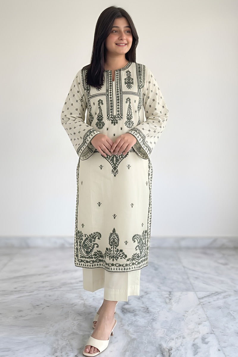 Umzy Lawn 2PC Suit White – Stylish Embroidered Shirt & Trouser (Unstitched)