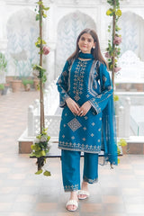 Umzy Unstitched Lawn 2PC Suit Elegant Embroidered Shirt & Trouser Set